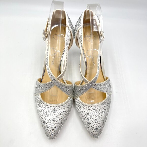 Jessica Simpson Womens 6.5 Accile White Jeweled Stiletto Heels Pumps‎ Shoes - Picture 3 of 14